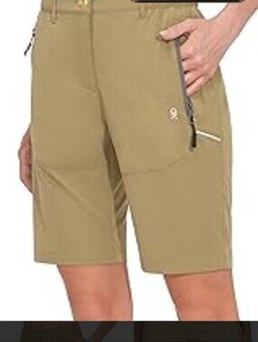 Little Donkey  Andy Women's Cargo Shorts  Beige Zip Pockets Size S